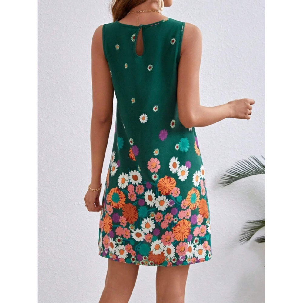 Zara Sleeveless Round Neck Floral Print Dress